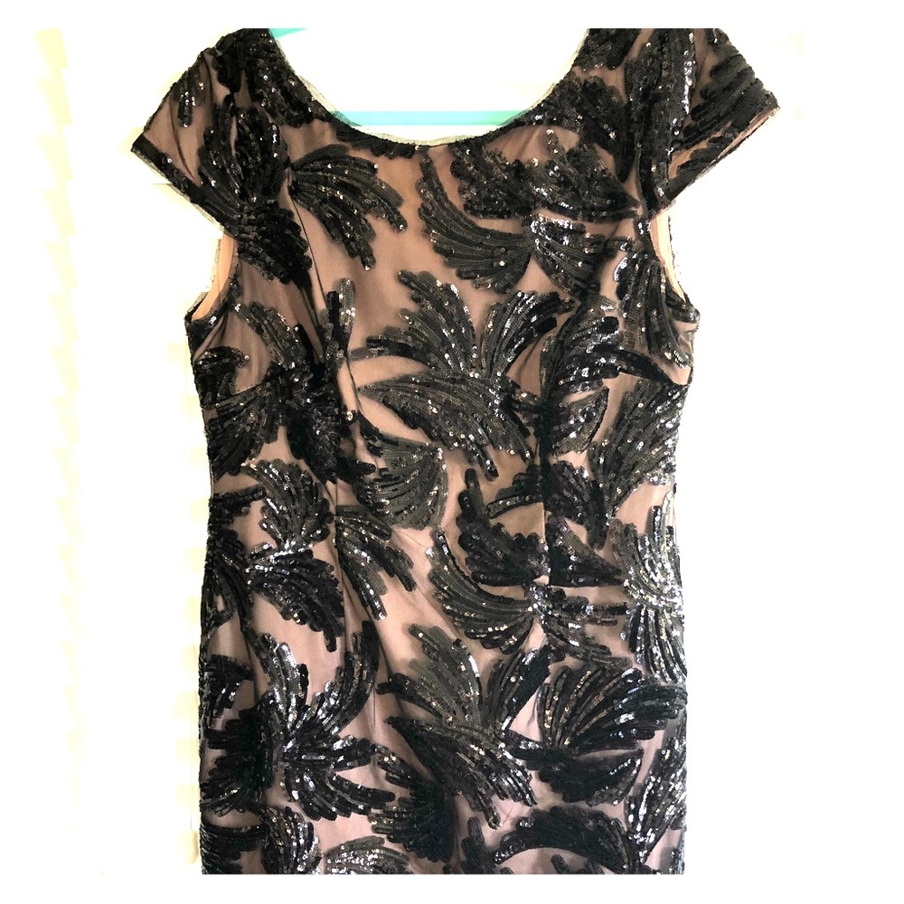 Sequined black cocktail dress